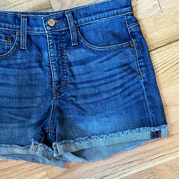 High Rise J. Crew Cutoff Denim Shorts in Medium Wash - Picture 2 of 5